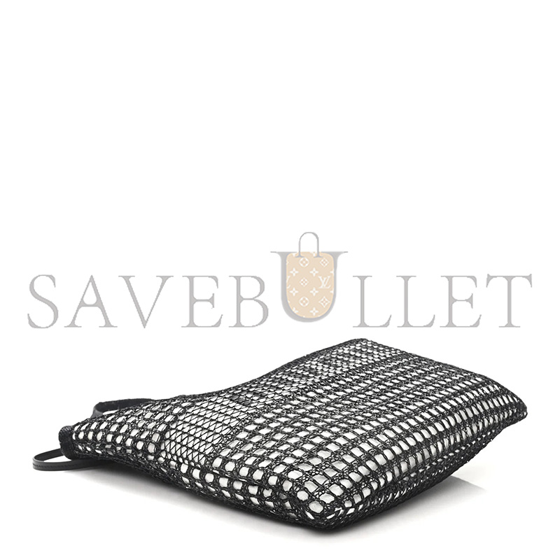 MIU MIU BLACK LOGO LEATHER-TRIMMED CROCHET TOTE BAG 5BG231 (40*35cm)